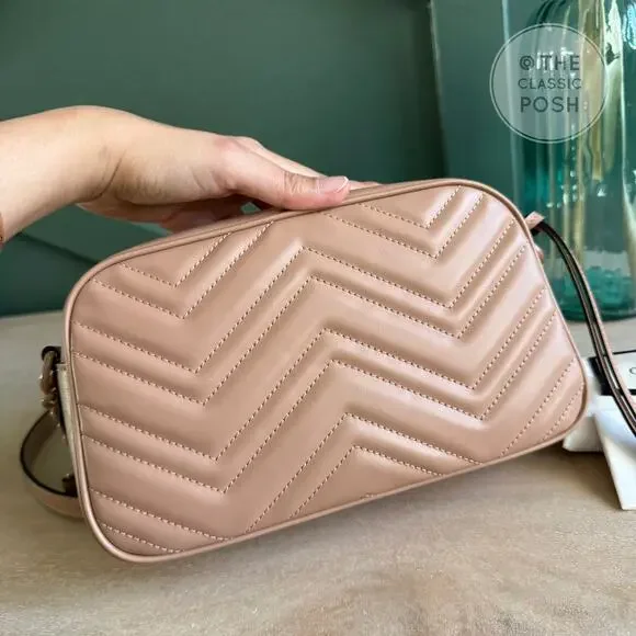 New Gucci Marmont Small Camera Bag Beige Monotone Crossbody Bag - Picture 3 of 10